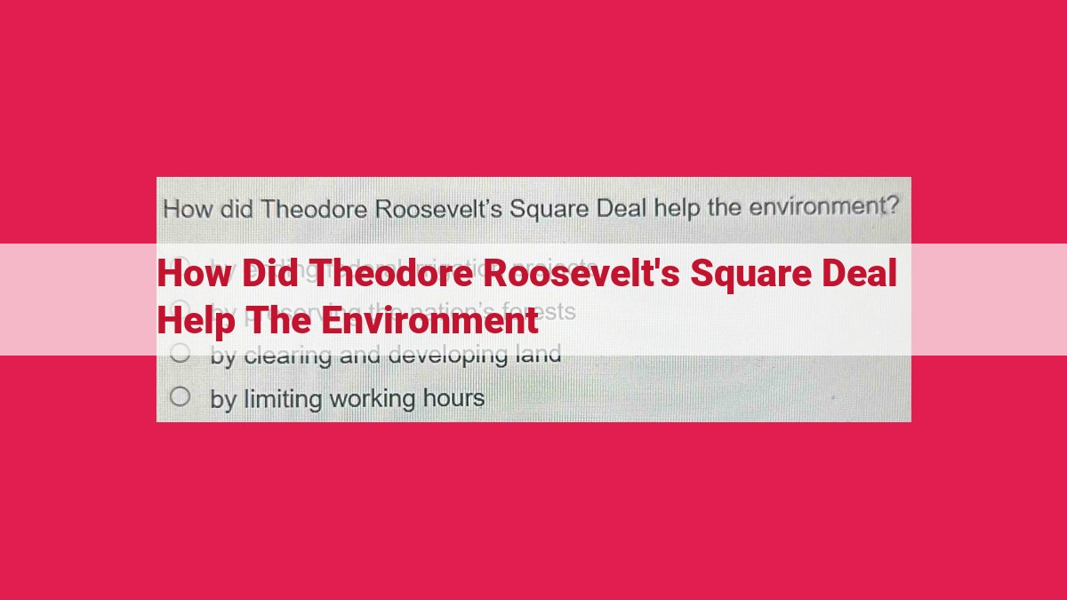 how did theodore roosevelt's square deal help the environment