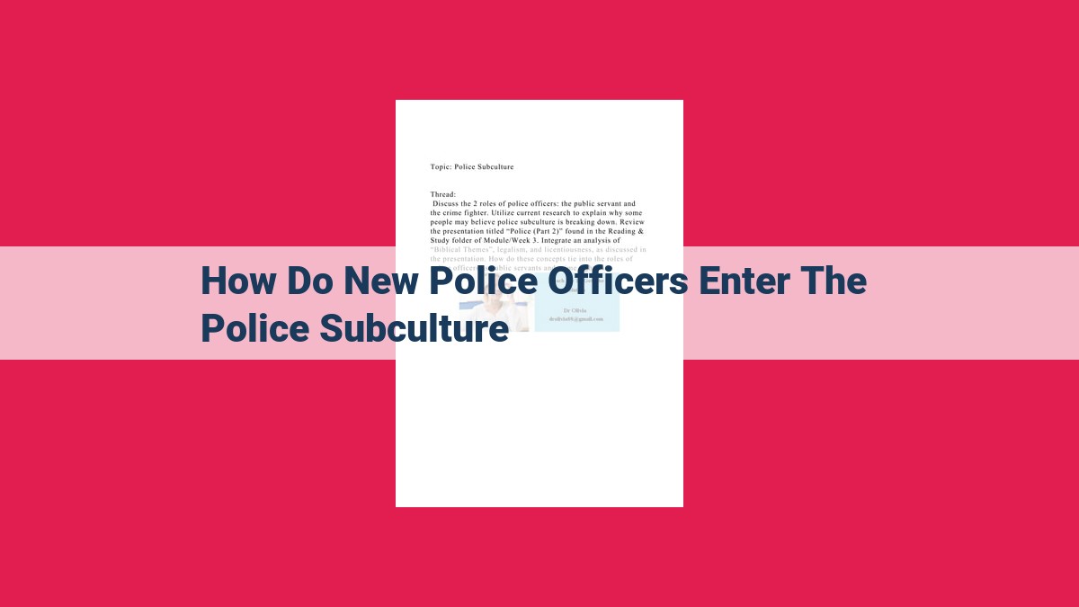 how do new police officers enter the police subculture