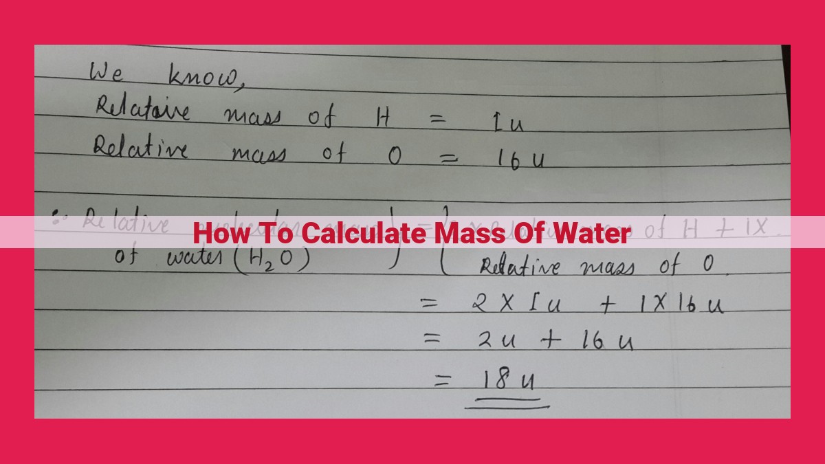 how to calculate mass of water