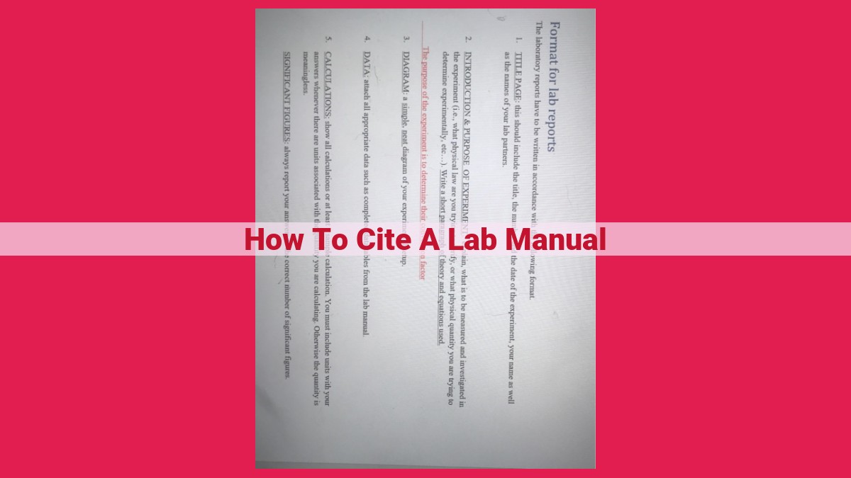 how to cite a lab manual