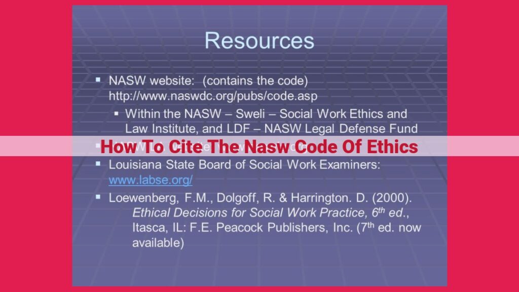 How to Cite the NASW Code of Ethics in APA Style: A Comprehensive Guide