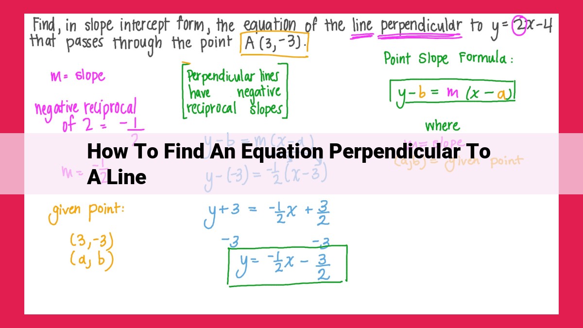 how to find an equation perpendicular to a line