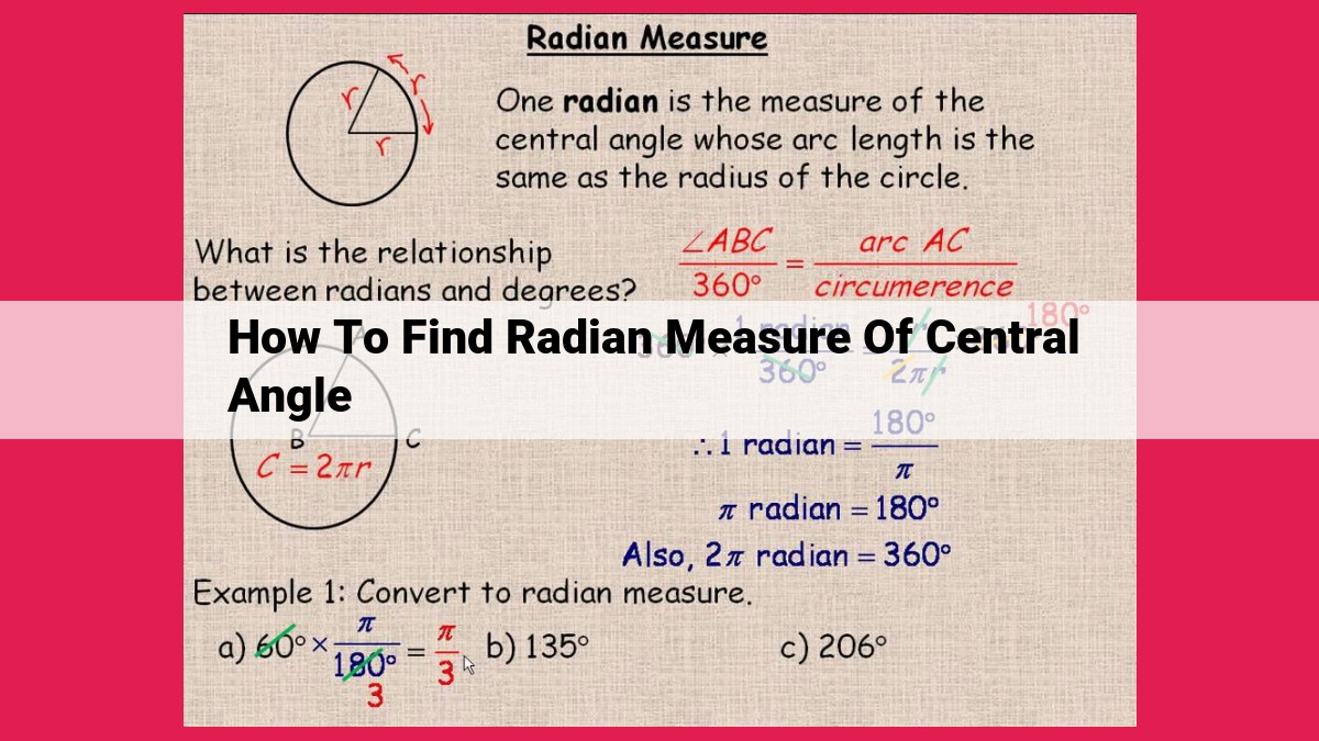 how to find radian measure of central angle