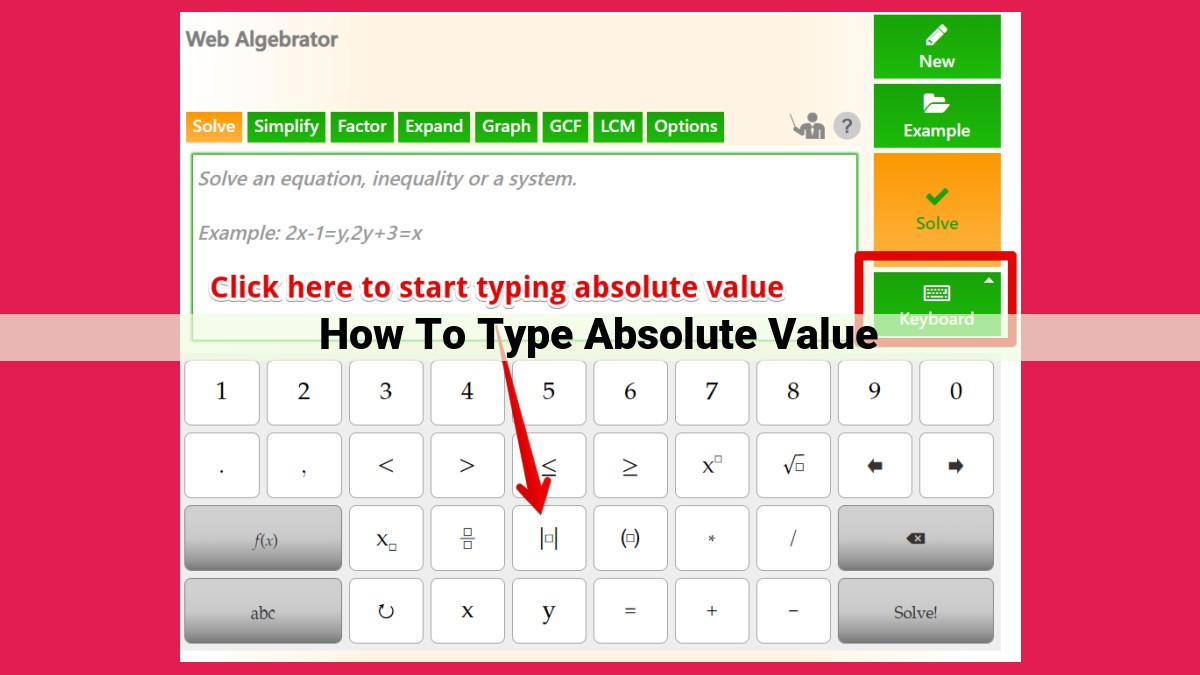 how to type absolute value