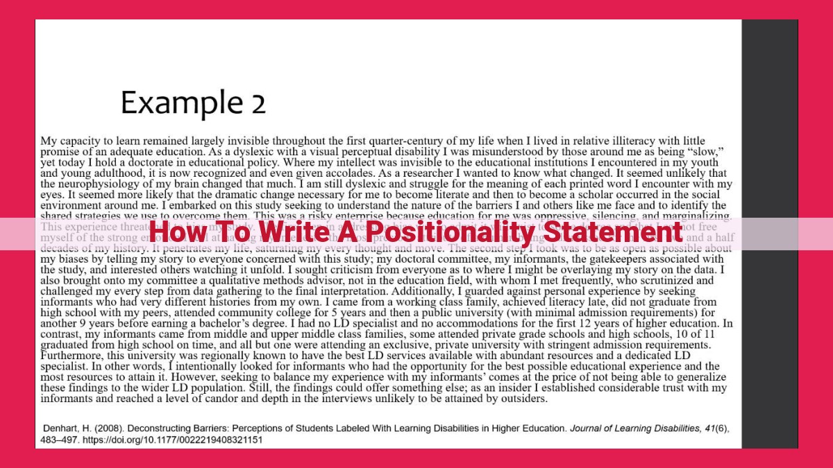 how to write a positionality statement