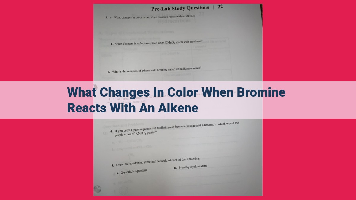 what changes in color when bromine reacts with an alkene