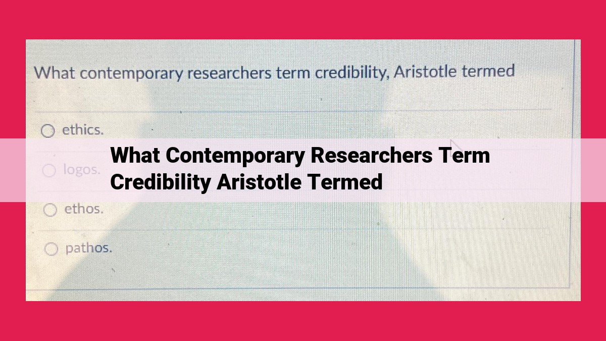 what contemporary researchers term credibility aristotle termed