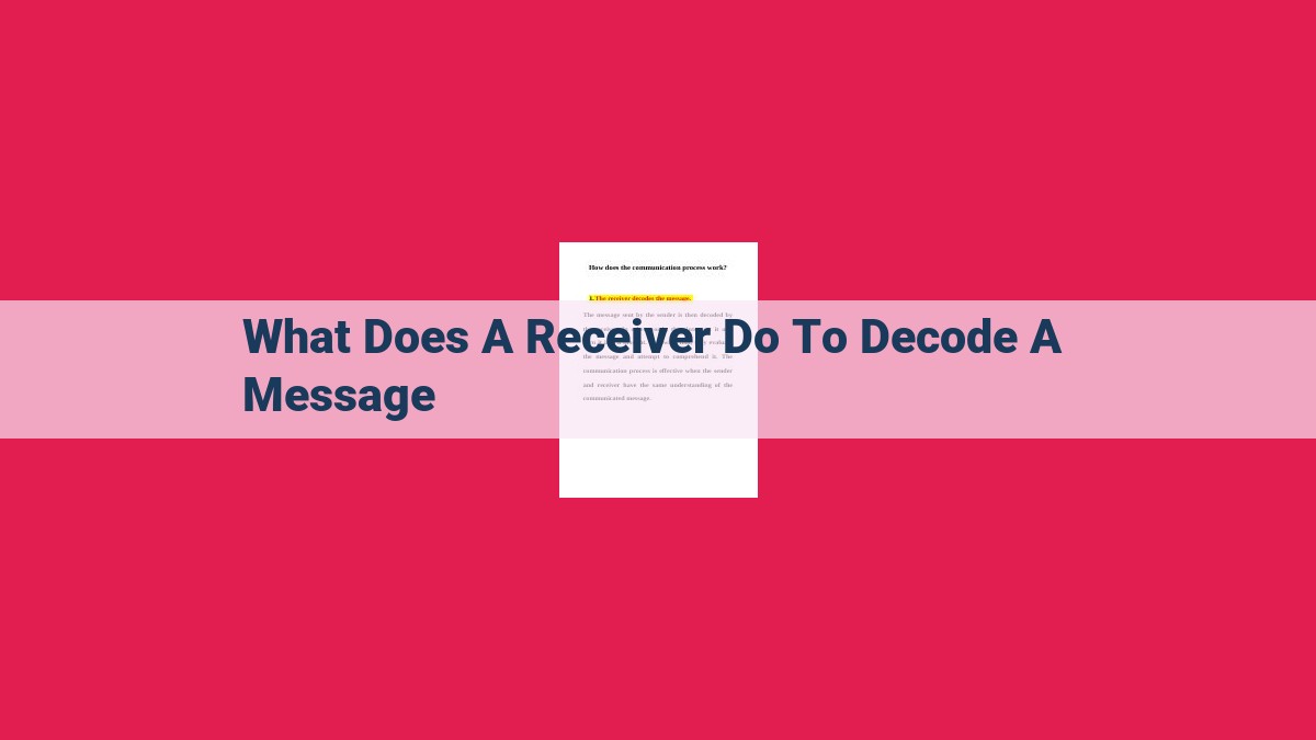 what does a receiver do to decode a message