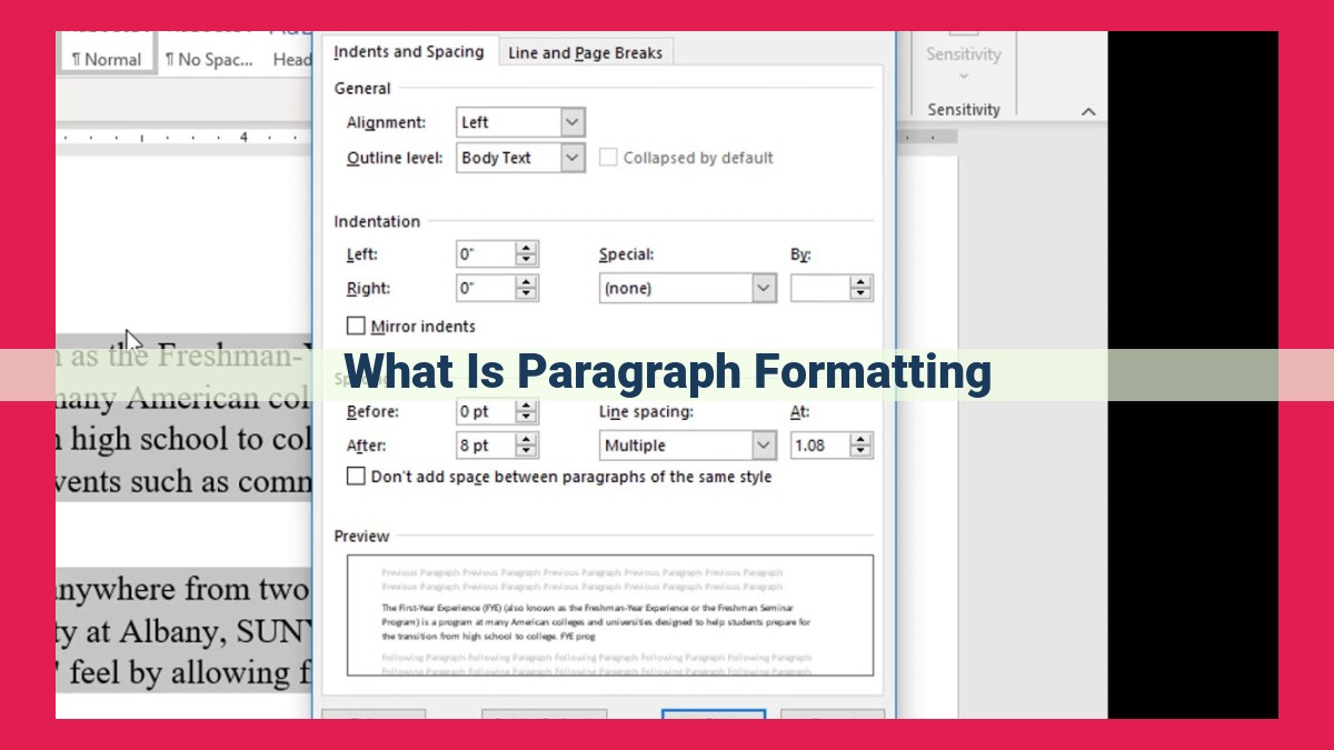 what is paragraph formatting
