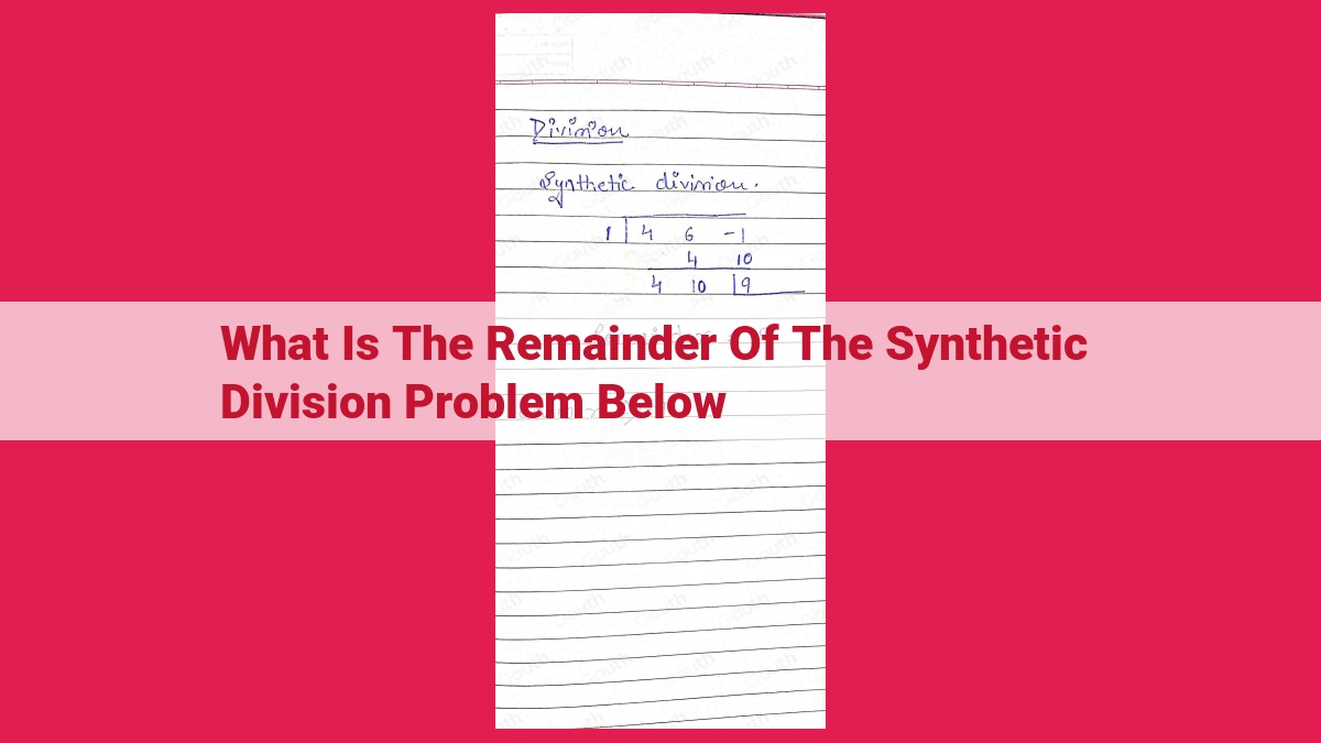 what is the remainder of the synthetic division problem below