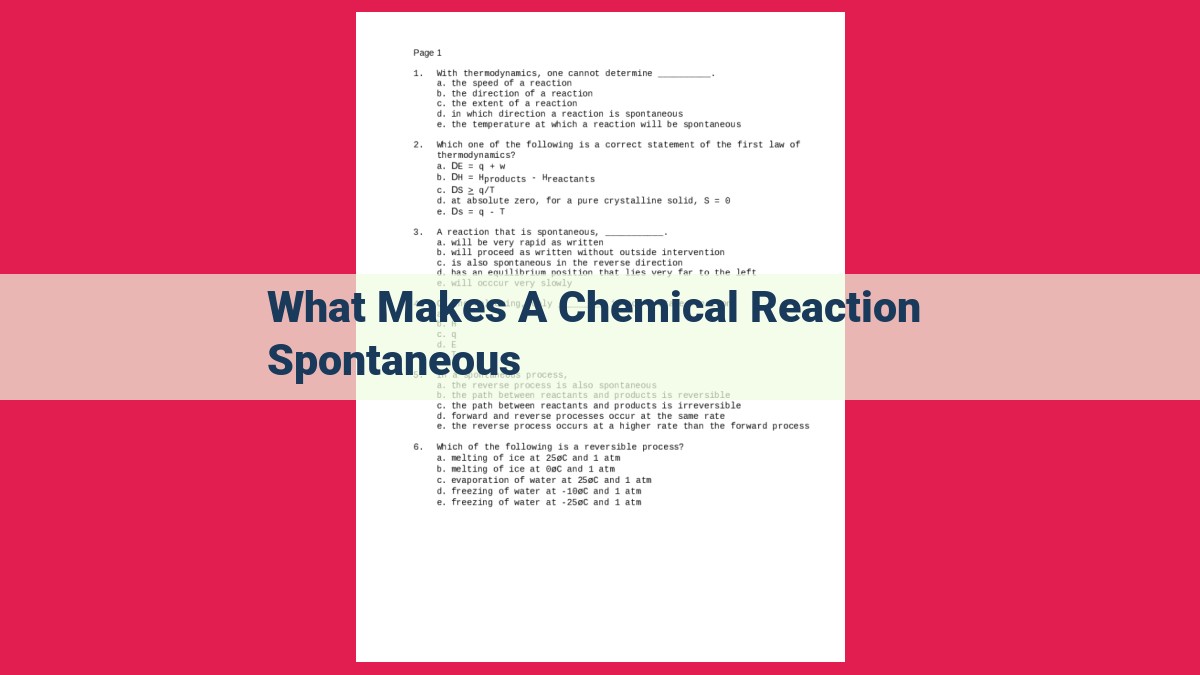 what makes a chemical reaction spontaneous